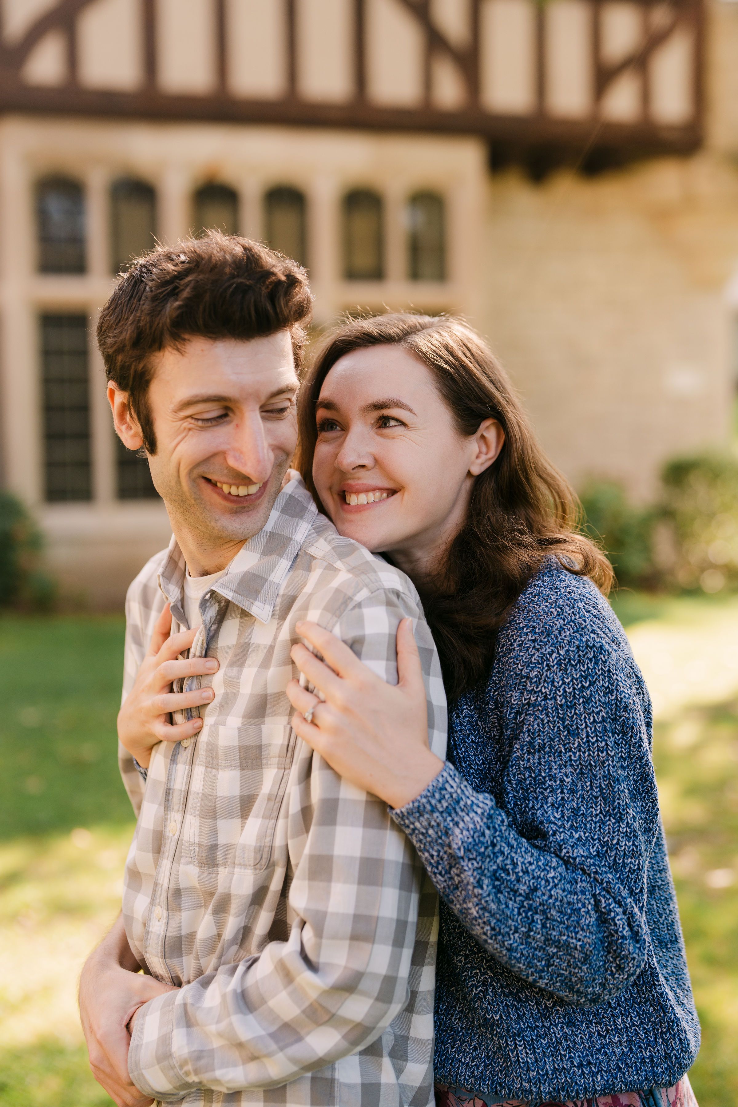 Ellen hugging Andrew from behind (Engagement shoot)