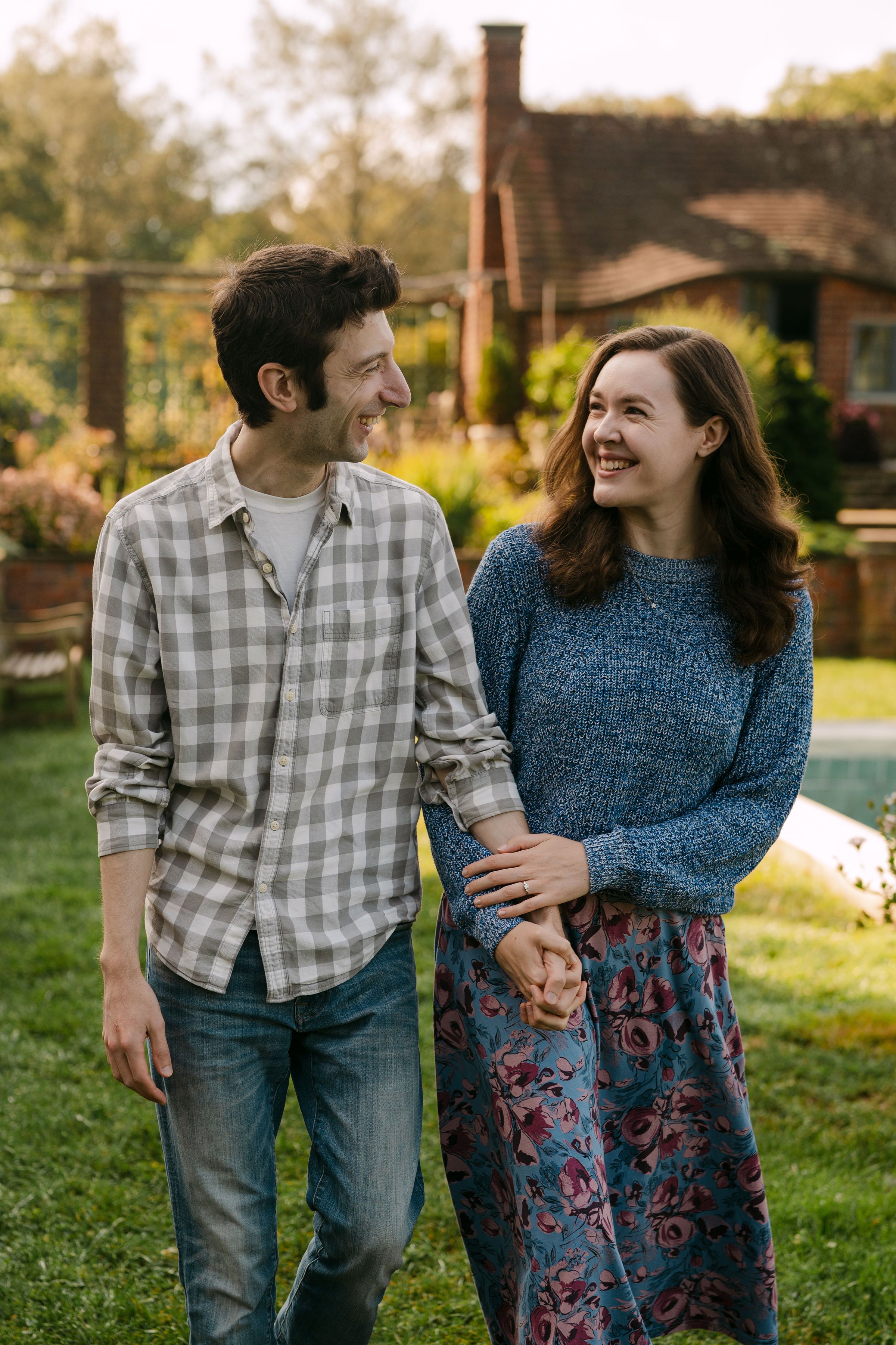 Ellen and Andrew walking toward the camera (Engagement shoot)